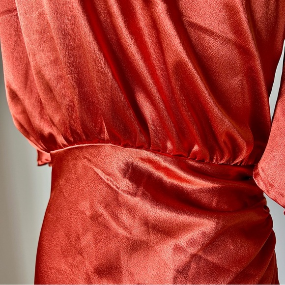 PRETTY LITTLE THING Rust Colored Satin One Shoulder Midi Dress—SZ. 4 - Picture 7 of 17